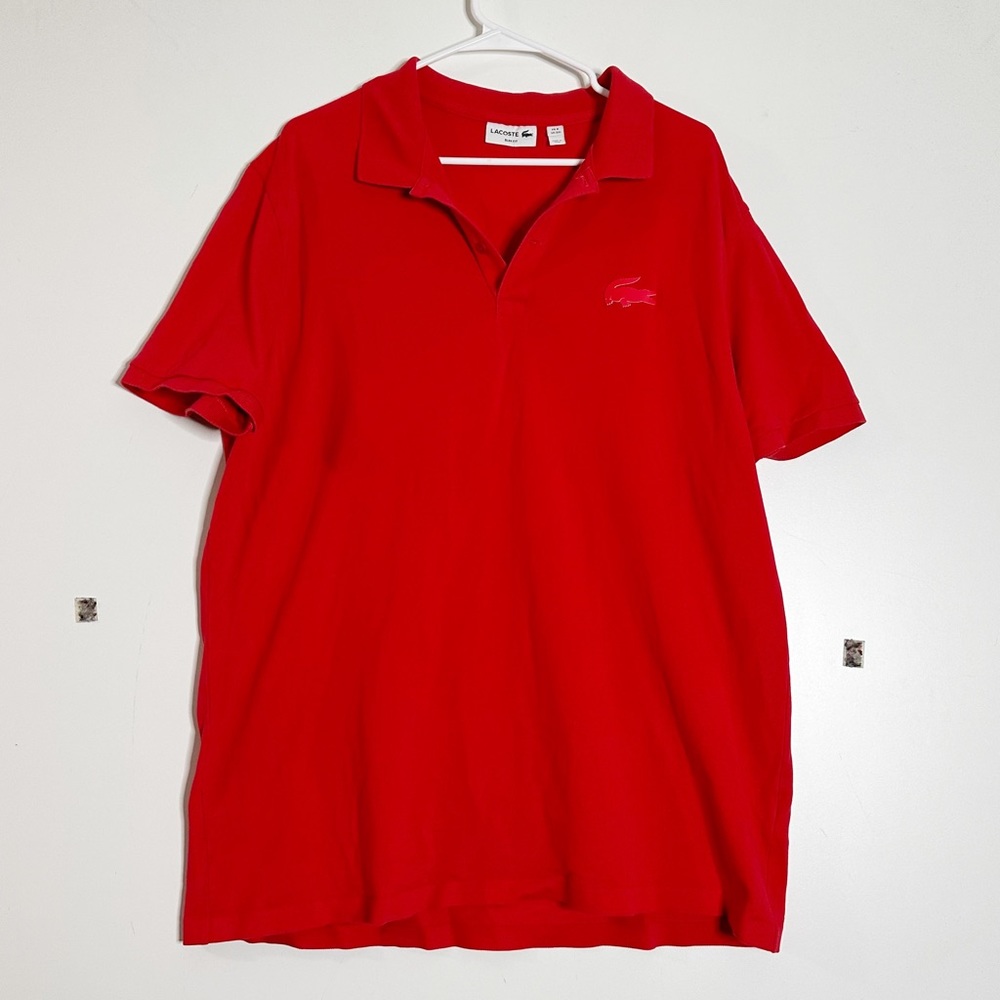Lacoste red collared big logo slim fit polo shirt
